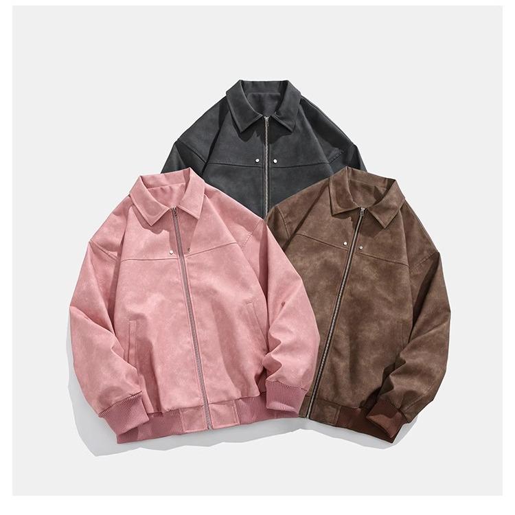 Men's High-End Brown Suede Retro Leather Lapel Jacket by Melaard