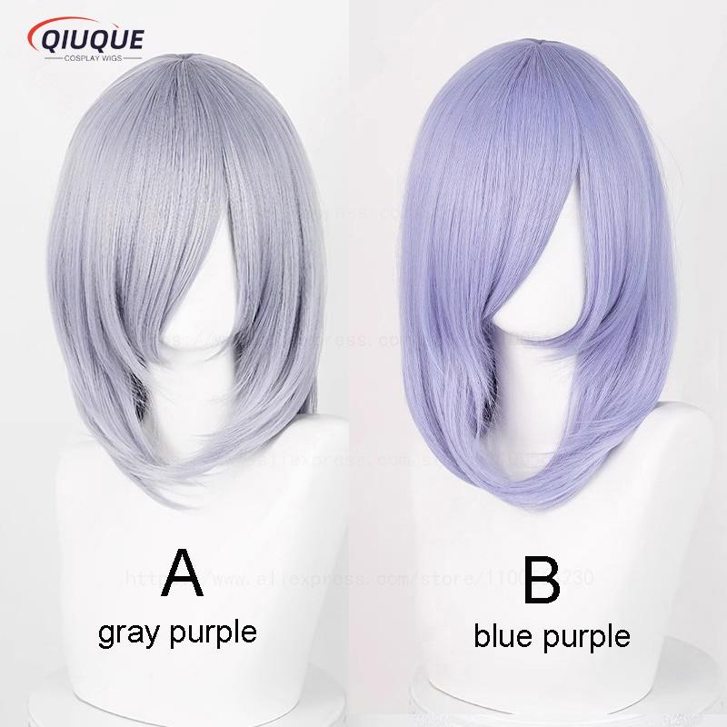 54 Couleurs 40CM Perruque Cosplay Frange Moyenne de Base Noir Blanc Rouge Rose Vert Marron Or Bleu Cheveux Résistants à la Chaleur Perruques Anime +Bonnet de Perruque B