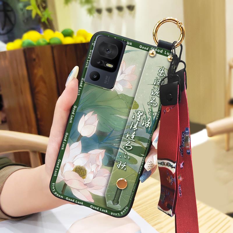 Durable Phone Holder Phone Case For TCL 40SE/T610K Silicone Dirt-resistant Wristband Chinese style Anti-knock Ring