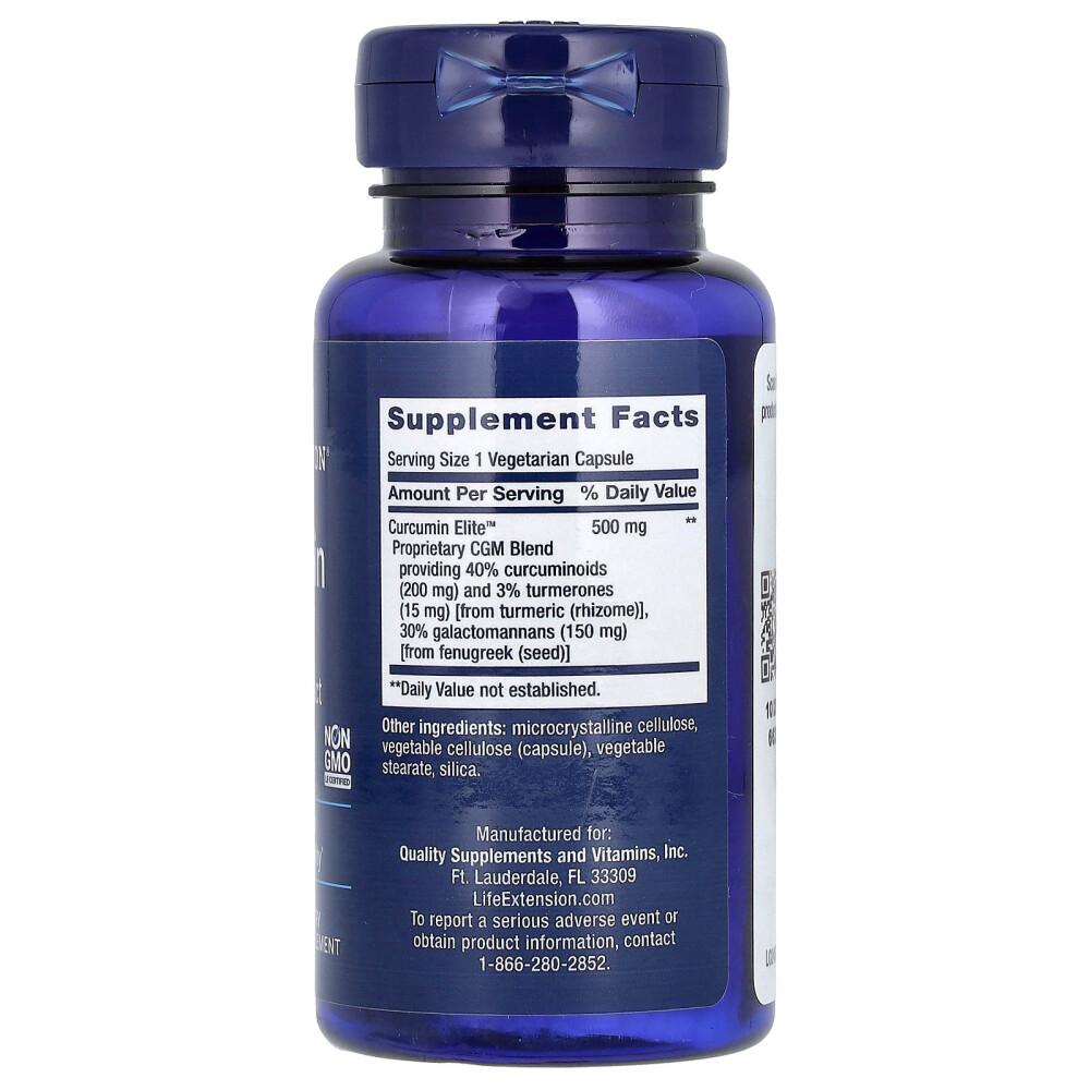 Life Extension Curcumin Elite Turmeric Extract Veggie Capsules, 30 Count