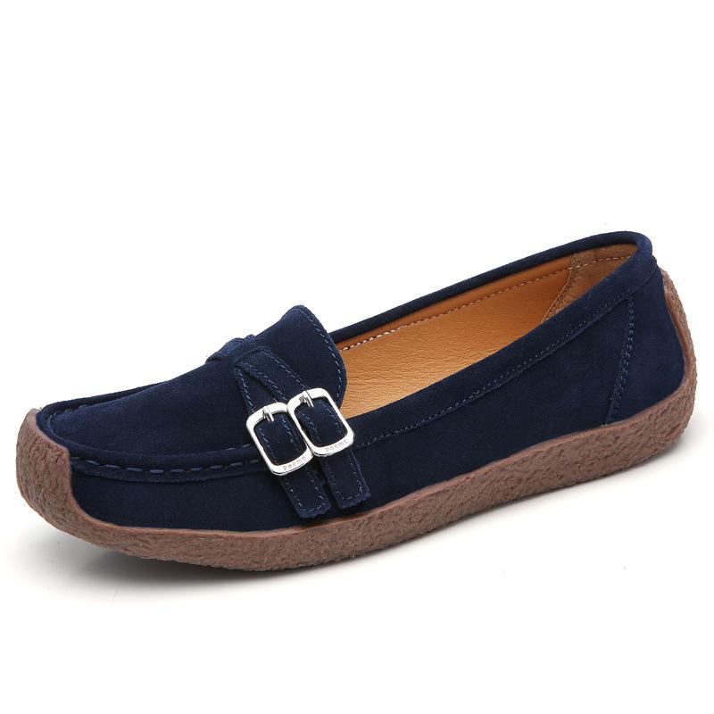 Large Size Multi-color Loafers Buckle Casual Shoes Breathable Light Mouth Women's Shoes Belt Buckle Light Soft Sole Lazy Shoes