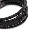 Bracelet 20cm Black Gold PU Leather Bangle Arm Jewelry Braided Wrap [SERASAR] Men's Men's
