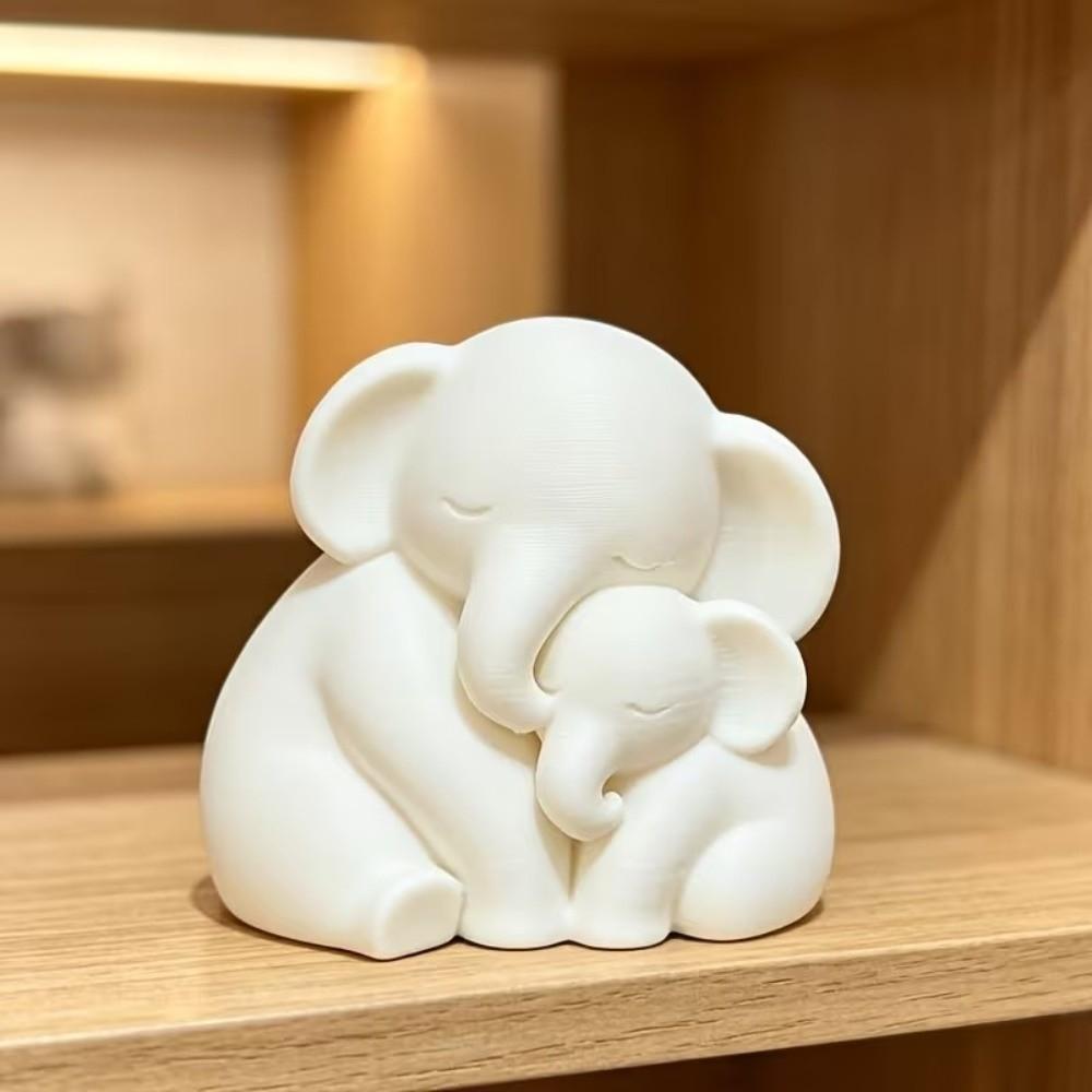 Minimalist Sitting Elephant Figurine Parent Child Elephant Sculpture  Mother's Day Gifts
