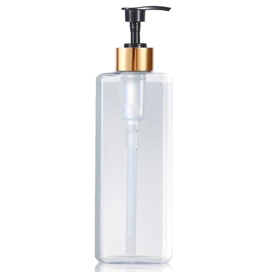 500ml/16.9oz Δοσομετρητής Σαμπουάν Μπουκάλι με Αντλία Πίεσης με Χρυσές Αδιάβροχες Ετικέτες Μπουκάλια Σαμπουάν, Μαλακτικού, Αφρόλουτρου Μπάνιου