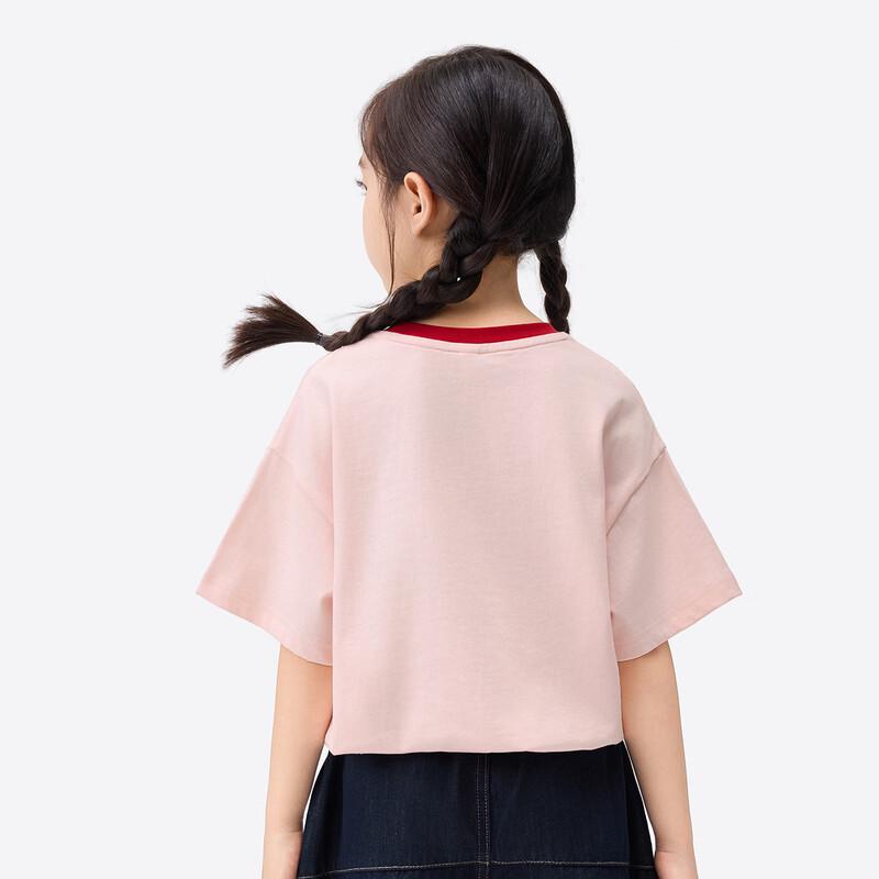 Girls' Color-Block Strawberry Print Cotton T-Shirt