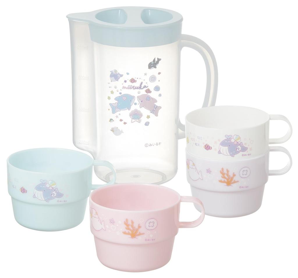 Skater Stacking Cups with Water Set of Made In Miiruka Case, Bottle, 4, Japan, Design, Girl's, KS32S-A