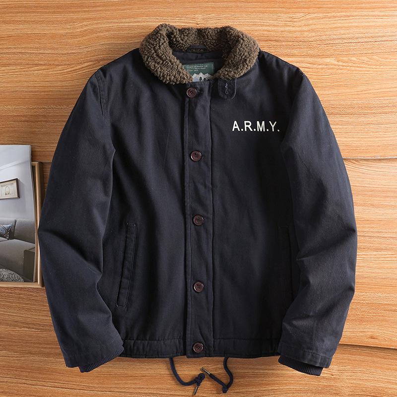 Men s Thickened Winter Cotton Jacket with Lamb Wool Lining - Style 1855 XL