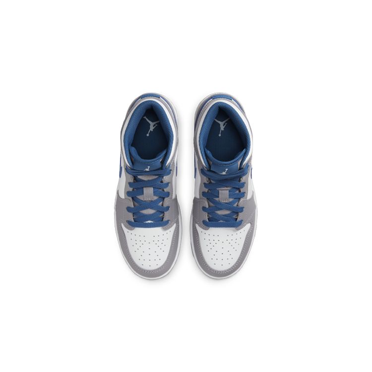 Air Jordan 1 Mid GS Cement True Blue Scarpe da ginnastica per bambini Grigio Cement-Grigio Bianco DQ8423-014