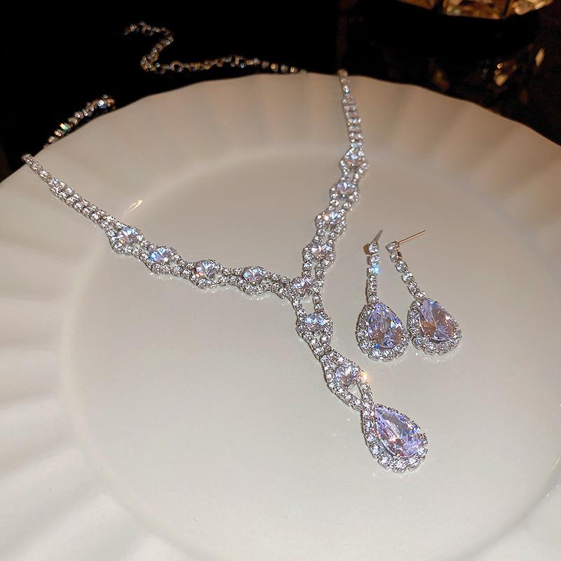 Elegant Full Diamond Tassel Necklace & Sweater Chain Set - Luxurious Cold Style Jewelry