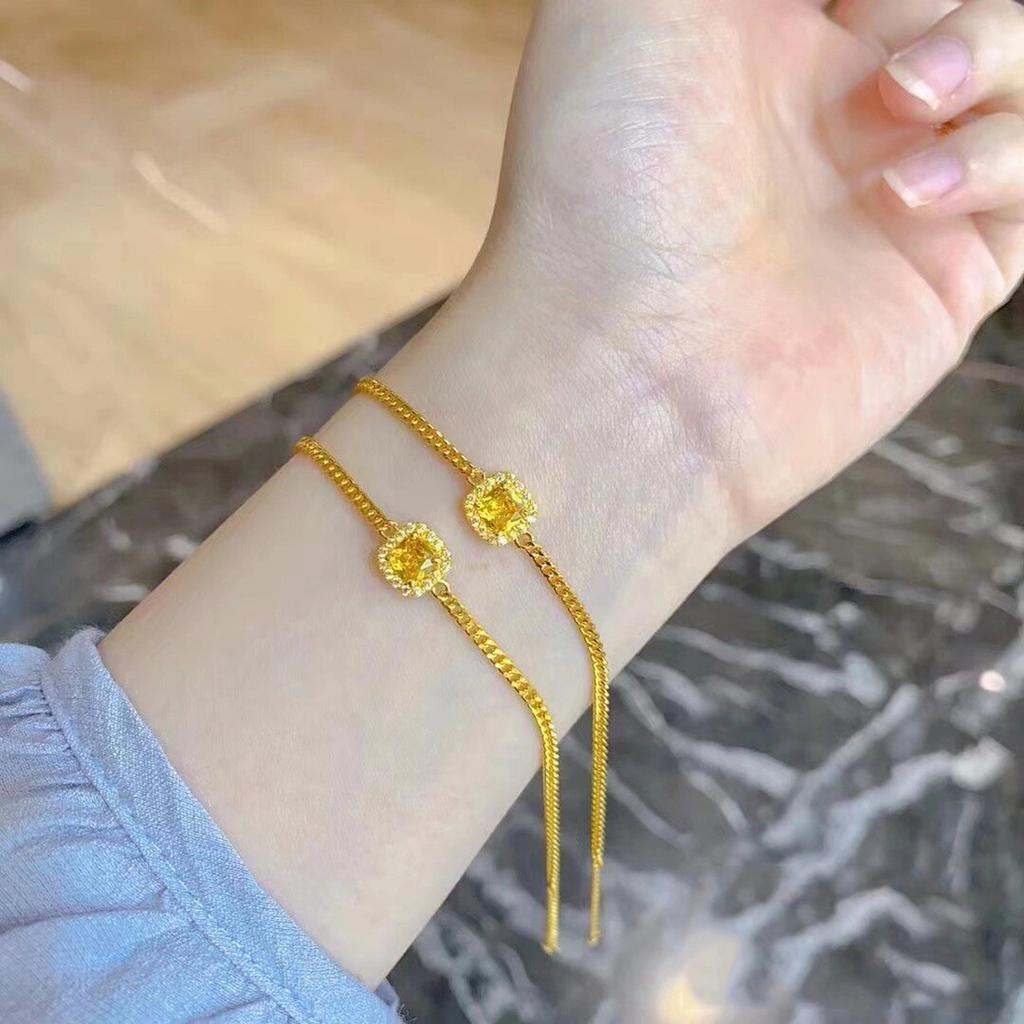 24k zircon small sugar cube bracelet light luxury high-end simple bracelet women's fashion versatile jewelry women