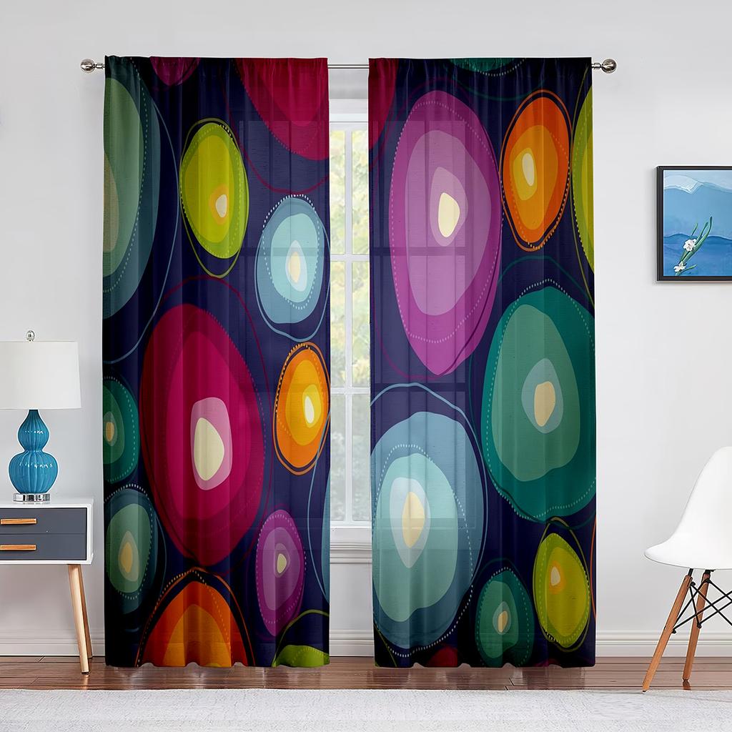 Geometry Koła Drukowana Woalowa Zasłona Paskowa Sztuka Linii Szyfonowa Tiulowa Zasłona Okienna Salon Sypialnia Kuchnia Draperia Dekoracja Domu