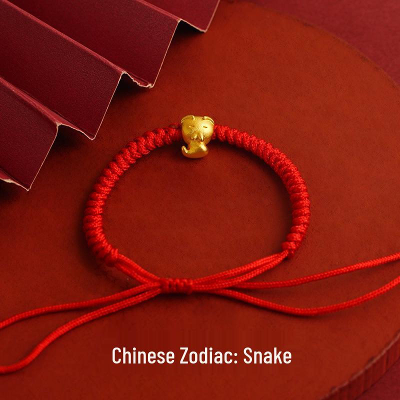 Long-lasting Sand Gold Zodiac Red Rope Bracelet - Chinese Style Couples & Besties Dragon Year Accessory