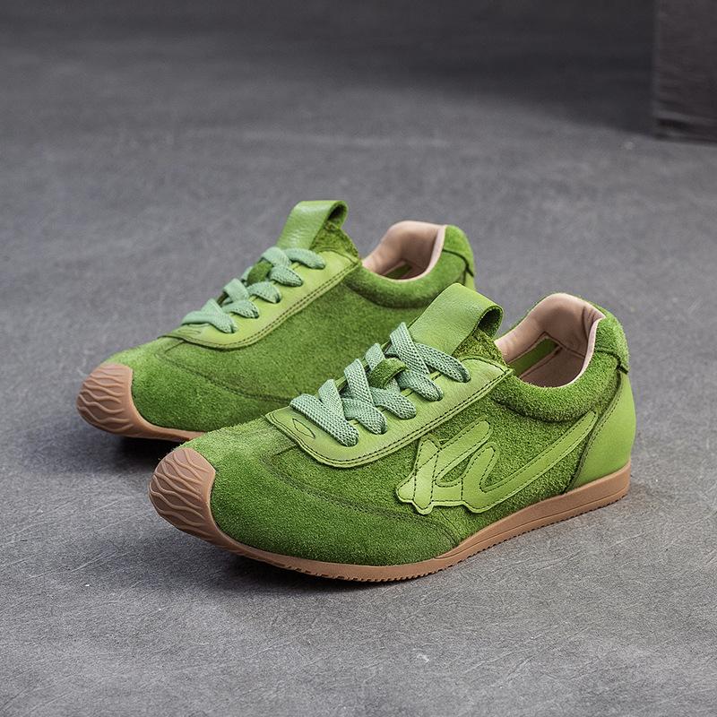 Johnature Genuine Leather Sneakers Casual Sports Shoes Soft Soled Comfortable Retro Women's Flat Shoes