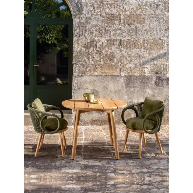 Rattan Teak Outdoor Table & Chairs: Sunroom Dining Set, Rainproof & Sunproof for Garden or Courtyard
