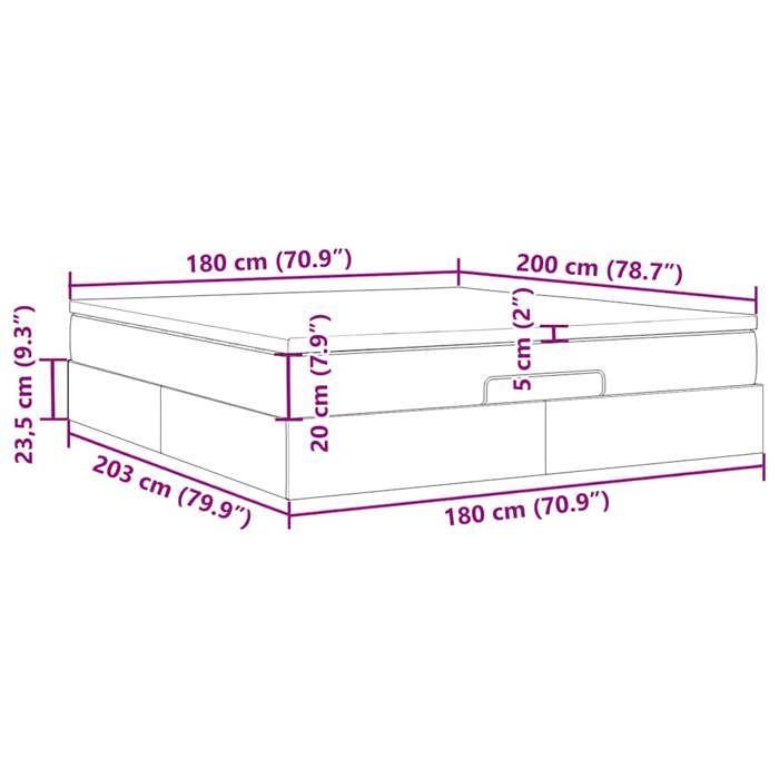 VidaXL Cadre de lit ottoman avec matelas gris foncé 180x200 cm tissu, cadre de lit, cadre de lit rembourré, cadre de lit 3311128