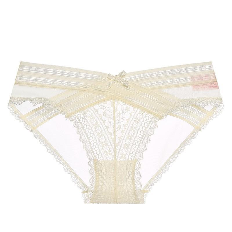 Sexy lace panties French ultra-thin see-through crotch pure cotton women's panties hip-lifting low-rise briefs