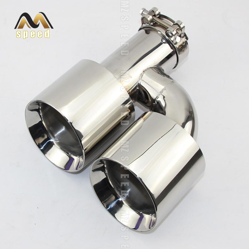 Car Accessories Stainless Steel H Type Double Outlet 101mm 114mm Straight Side Exhaust Pipe Tail Throat