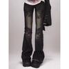 Black American Subculture Style Flared Jeans for Women, Summer Y2K Design, High-Waisted Slimming Pants, Plus Size for Curvy Women