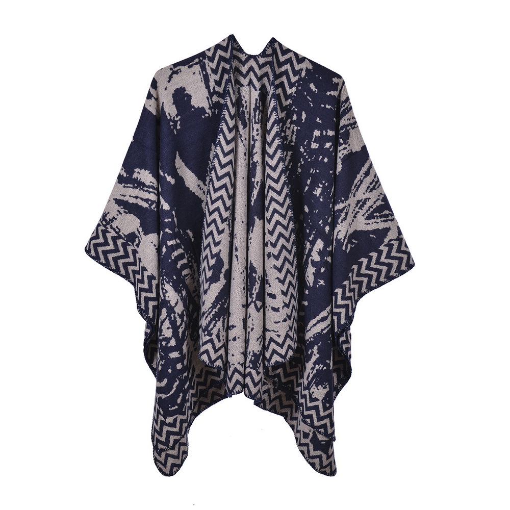 European & American Fashion Large Shawl - Thickened, Warm, Imitation Cashmere Cape Cloak