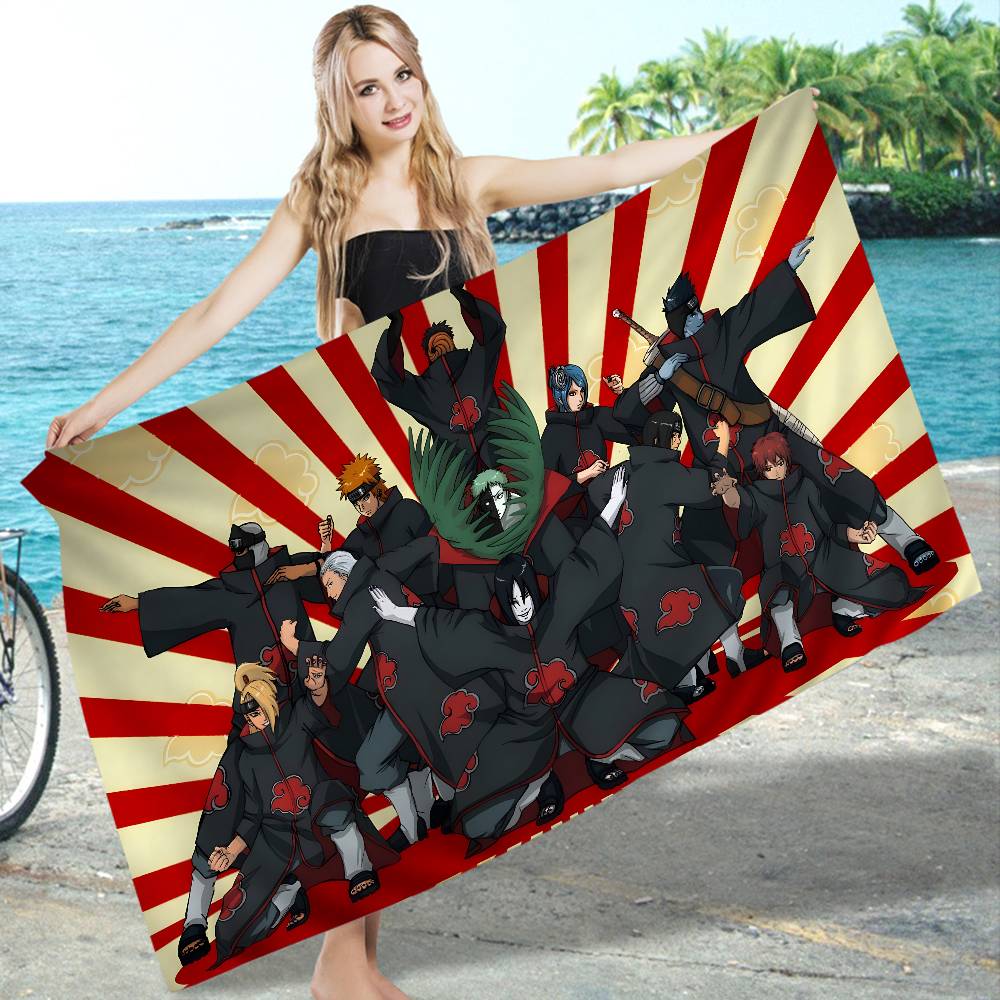 Classic Anime N-Naruto-S-Akatsuki Microfiber Blanket Drying Beach Towels Oversized Printing Super Absorbent Pool Towel Blanket