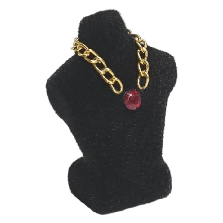 Realistic Miniature Doll House Jewelry Stand Model With Flocking Finish and Necklace for 1/24 Antique Cabinet Decors