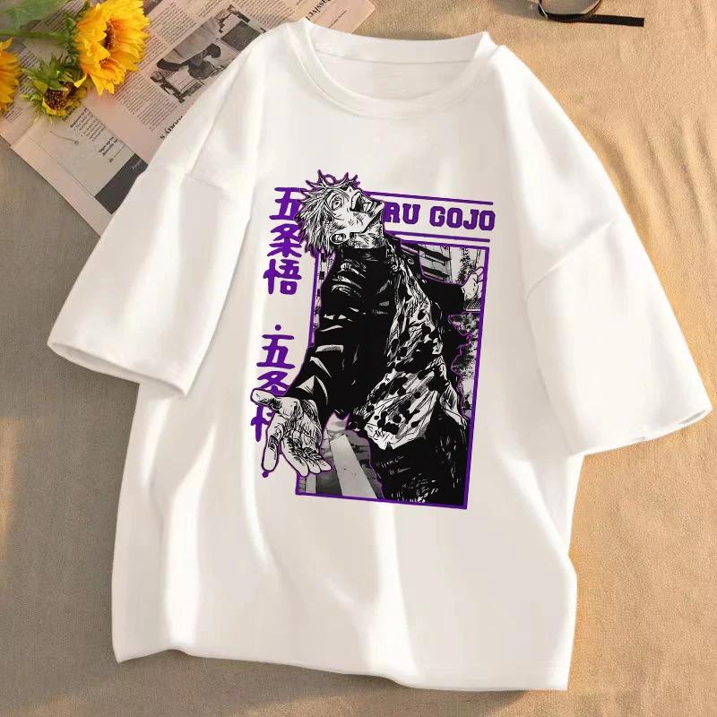 Summer Japanese Unisexga Gojo Satoru Cotton T-shirt Unisex Jujutsu Kaisen Anime T-shirt Unisex Harajuku Kawaii Short Sleeve T-shirt