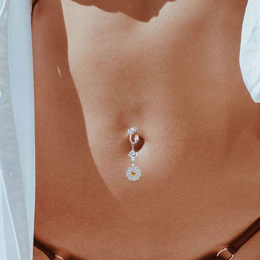 Cadeaux en Acier Inoxydable Faux Piercing au Ventre Anneau de Nombril Géométrique Piercing au Nombril