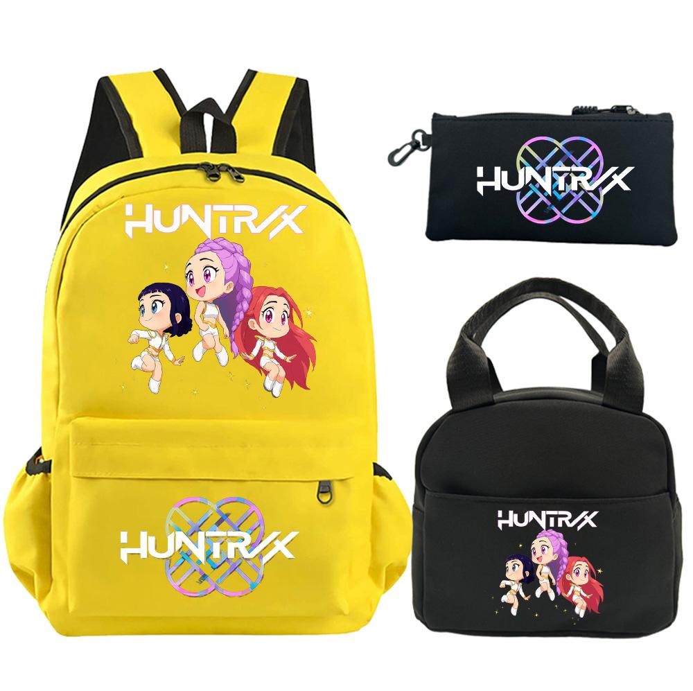 3Pcs/set Anime K-Pop Demon Hunters Printed Backpack with Shoulder Bag Pencil Case for Student Boy Girl Schoolbag Large Capacity Waterproof Bookbag