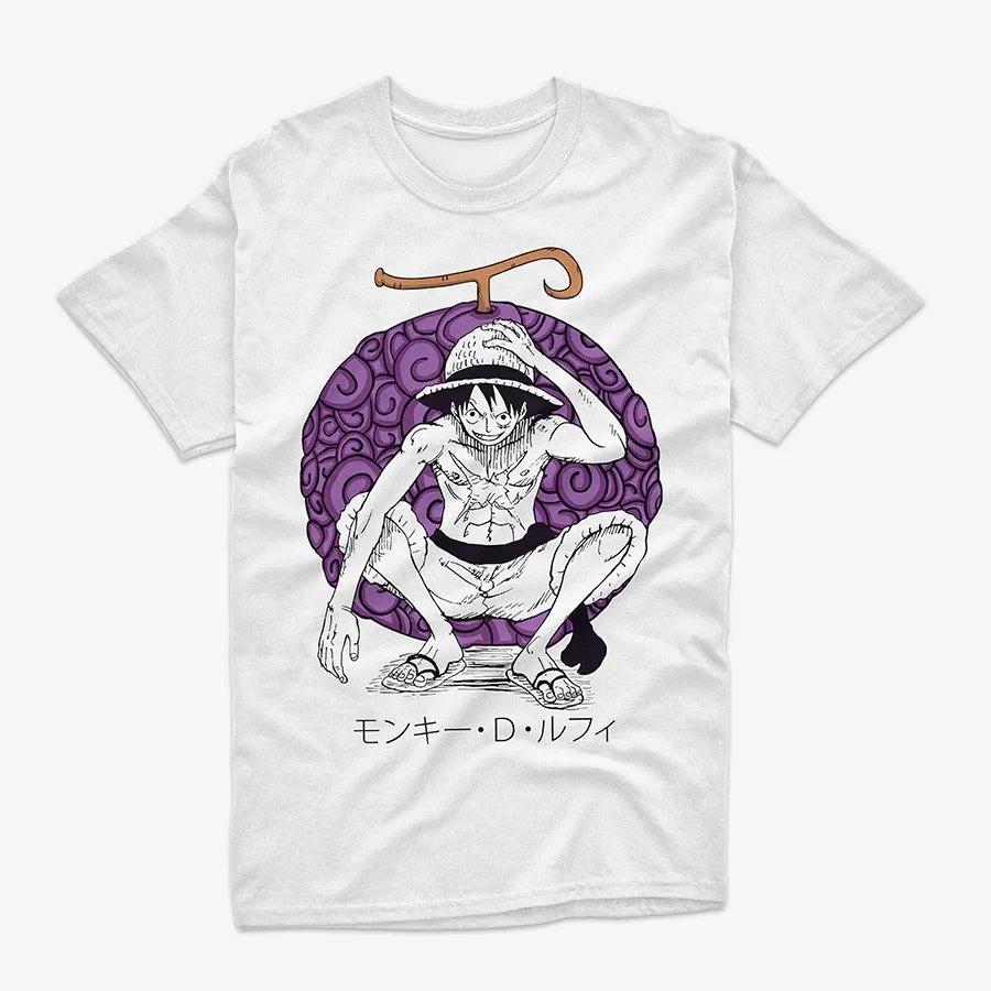 

One Piece Luffy T Shirt Fruit Retro Anime Manga Graphic Print Cotton Oversized Tee for Anime Fans S разноцветный