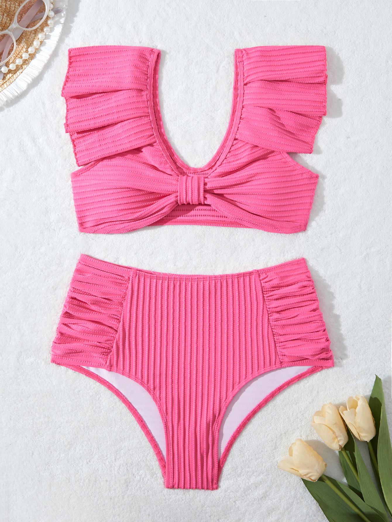 

25 Новых Европейских и Американских Женских Бикини с Бантиками - Милые и Сладкие Extra Large розовый