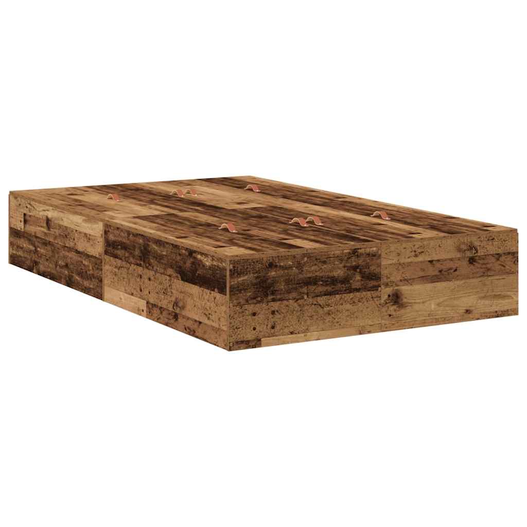 Storage Bed Frame Reclaimed Wood Style 120 X 190 Cm Wood Based Material
