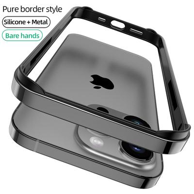 Custodia Ibrida in Silicone e Metallo Alluminio per iPhone 16 15 14 Plus 13 12 11 17 Pro Max Angoli Anti-urto Cover Bumper