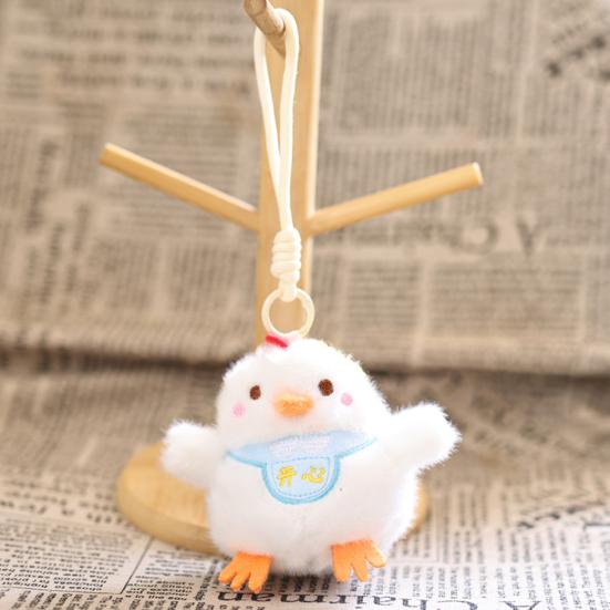 Cute Chick Plush Keychain Pendant with Embroidered Bibs Soft Skin-Friendly Mini Stuffed Animal for Bags And Keys Baby Shower Gift for Kids And Girls
