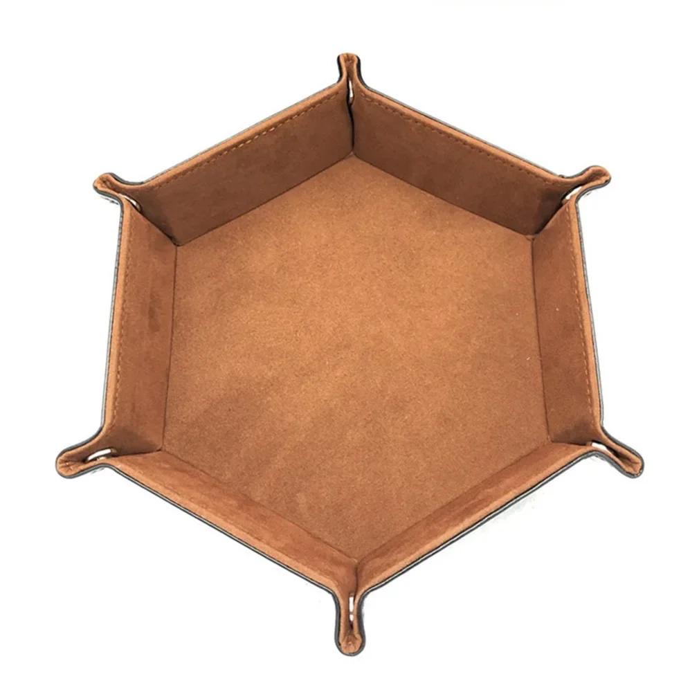 

1PC Hexagonal Velvet Fabric Dice Board Foldable storage tray for various board gamessuch as RPG, DND and other table games коричневый