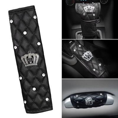 Housse de volant de voiture en cuir PU pour femme, avec diamants, étuis de housses de volant automatique pour femme et fille