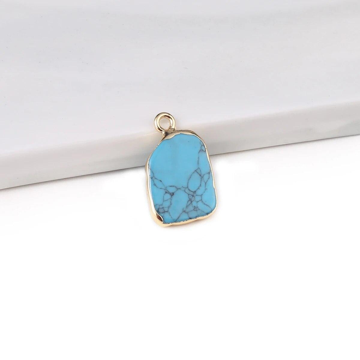 

2 шт. небольшой кулон из натурального камня бирюза/обсидиан нерегулярный квадратный кулон для изготовления ювелирных изделий DIY серьги браслет аксессуар 20x12x2-3mm