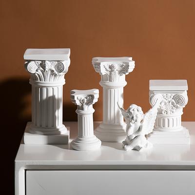 Roman Column Candlestick Angel Ornament Resin Sculpture Showcase Model House Home Mini Photography Props Soft Decorations