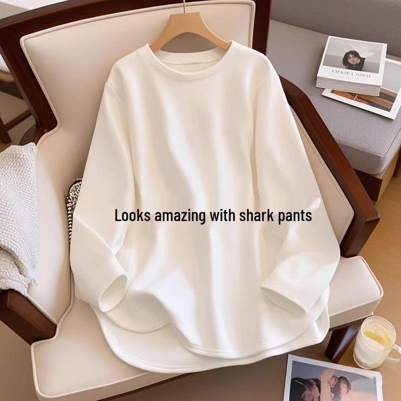 

Autumn Winter Korean Style Loose Plus Velvet Thickened Pure Color Hoodie for Women L (116-135 lbs)