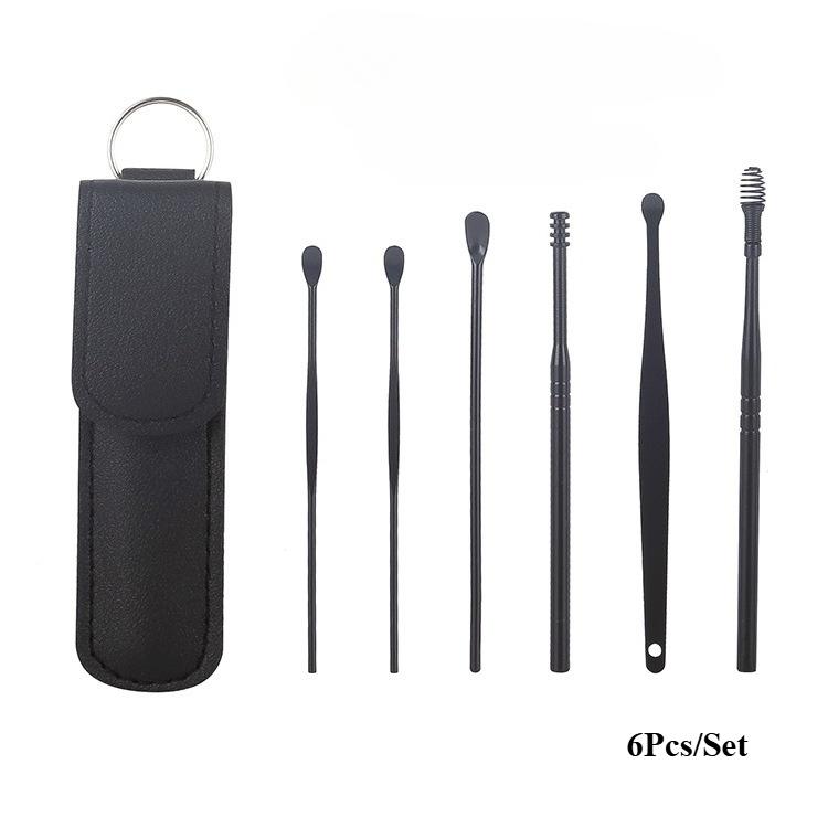 Durable And Safe 6Pcs Ear Cleaner Ear Wax Remover Cleaning Kit Pick Earwax Curette Spoon Care Removal Tool For Baby Adults Ear Care Set