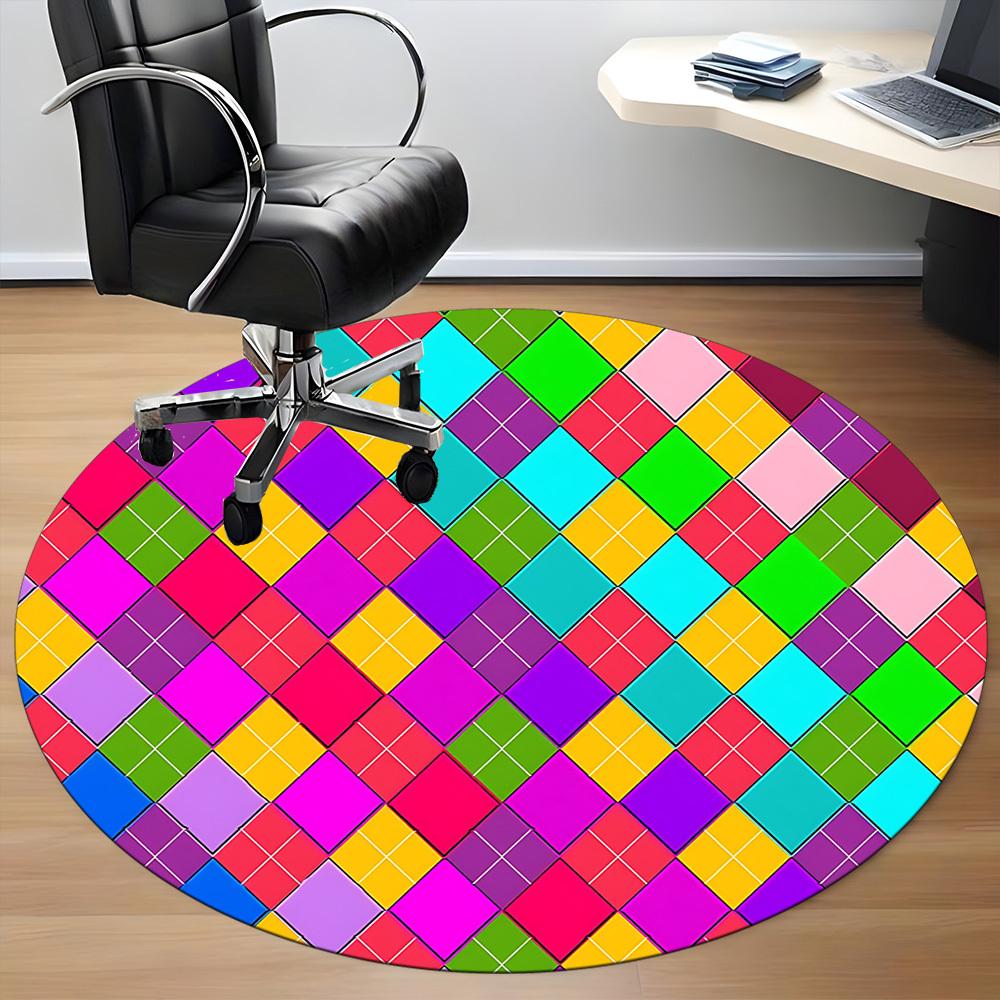 1pc Colorful PatternChair Carpet for Office, Indoor Non-Slip Washable Polyester Fiber Carpet, Mat For Office, Machine Washable