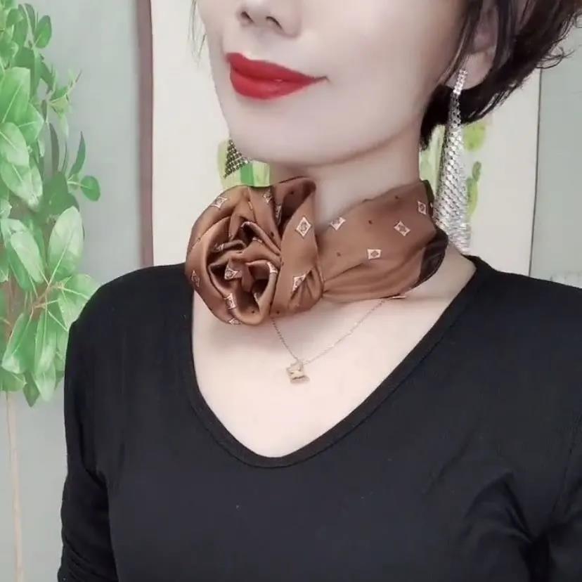 Women's Stylish Versatile Korean-Style Printed Polka Dot Small Square Scarf | Perfect for Pairing with Suits Shirts as a Shawl or Scarf
