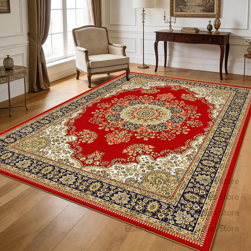 Red European Luxury Carpet Living Room Decoration Large Area Rugs Soft Antiskid Washable Floor Mats Bedroom Sofa Coffee Table