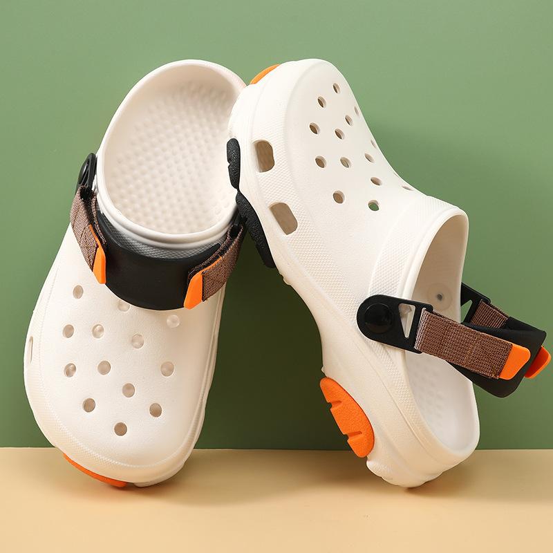 

Мужские летние туфли с отверстиями, толстая подошва для увеличения роста, дышащие и не вызывающие запаха шлепанцы с закрытым носком, нескользящие и не натирающие ноги, пляжные 47-48