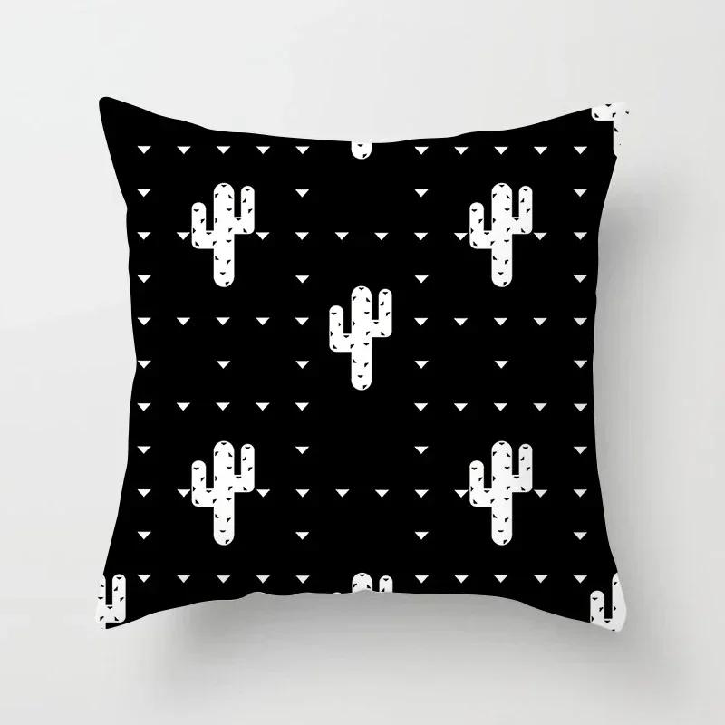 Black and White Cushion Cover Geometric Polyester Throw Pillow Covers Decorative 45x45cm Couch Pillows Fashion Nordic Pillowcase