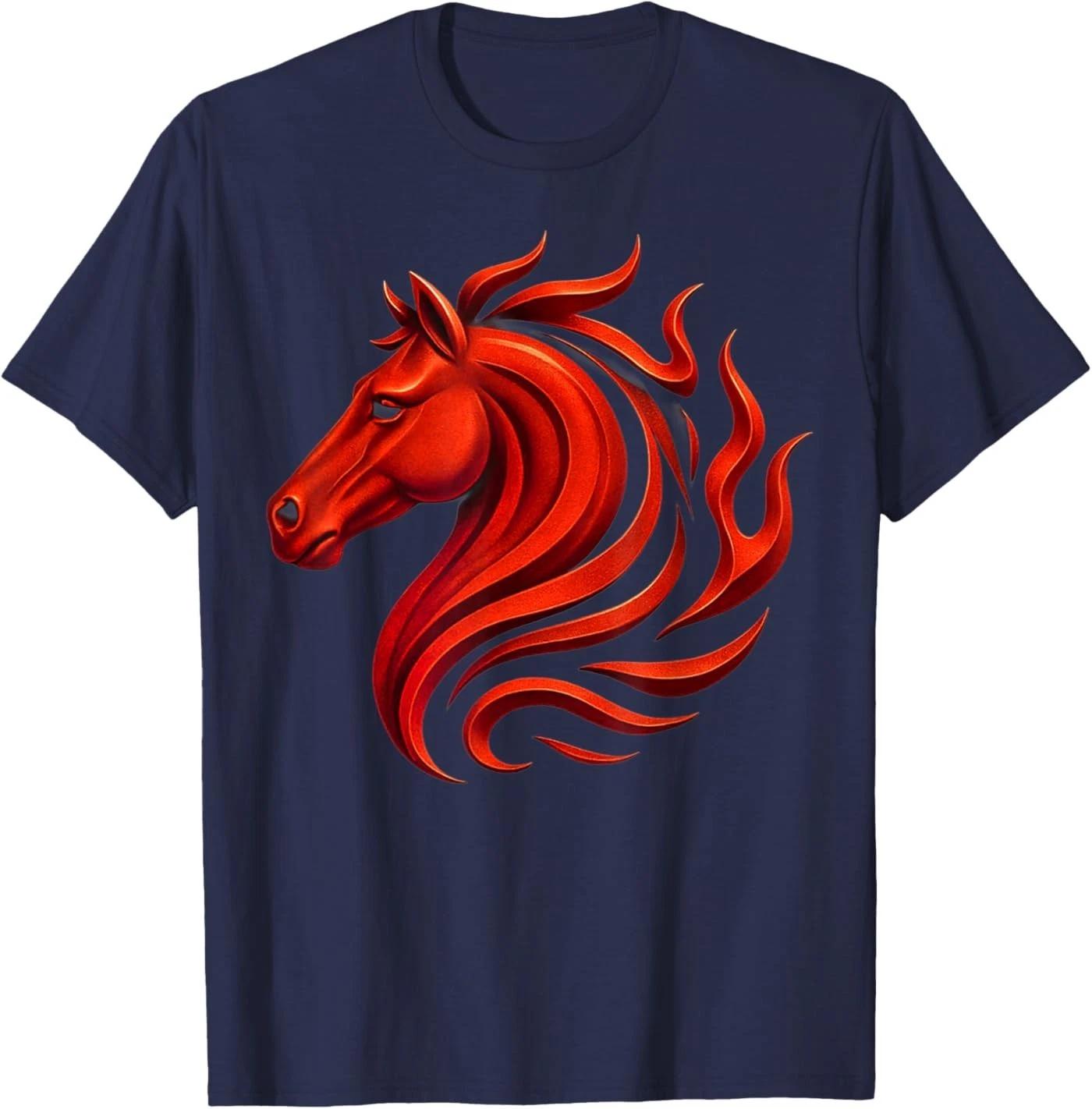 Fire Horse Chinese Zodiac Symbol 2026 Lunar New Year T-Shirt 4XL