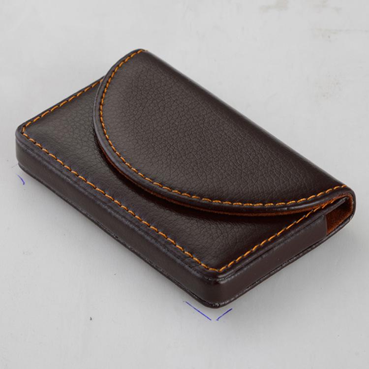 Leather & Stainless Steel Business Card Holder - Half Round Design 03