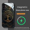 God Tree Pattern Magnetic Glass Phone Case Suitable for Samsung for Galaxy S26 S25 S24 S22 S21 S20 FE Ultra Plus 5G Anti Drop