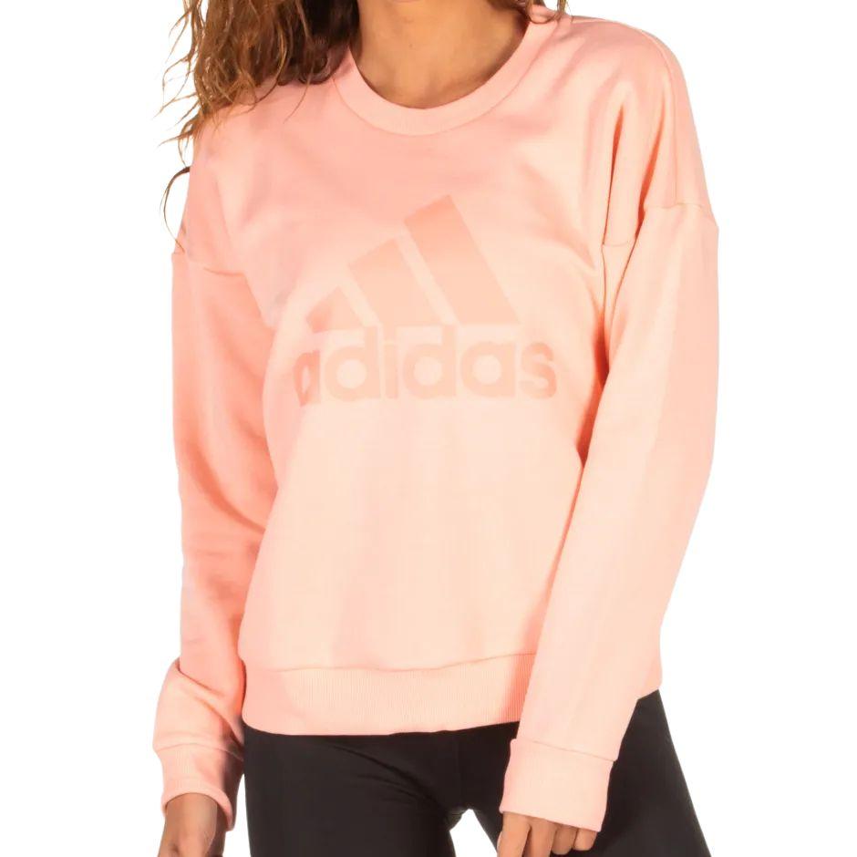 Adidas Sweat Crew Glow Pnk F19 Round Neck Pullover Logo Long Sleeve Sweatshirt Women sweatshirt Pink EB3814