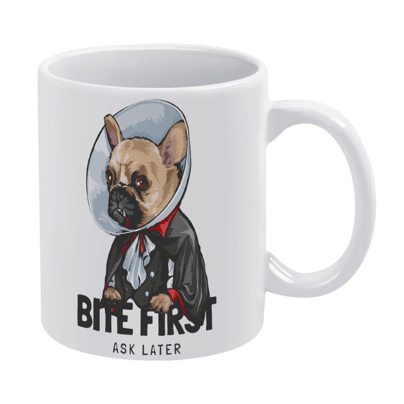 

1 шт. 11 унций Белая керамическая кружка с двухсторонним принтом Надежная кофейная чашка Подходит для дома, офиса, для ежедневного комфорта белый