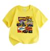Kids Boys Girls 100% Cotton Short Sleeve Crew Neck T-Shirt, Cartoon Monster Truck Vroom Print Casual Tees for Children, Racing Vehicle Graphic Cute Su